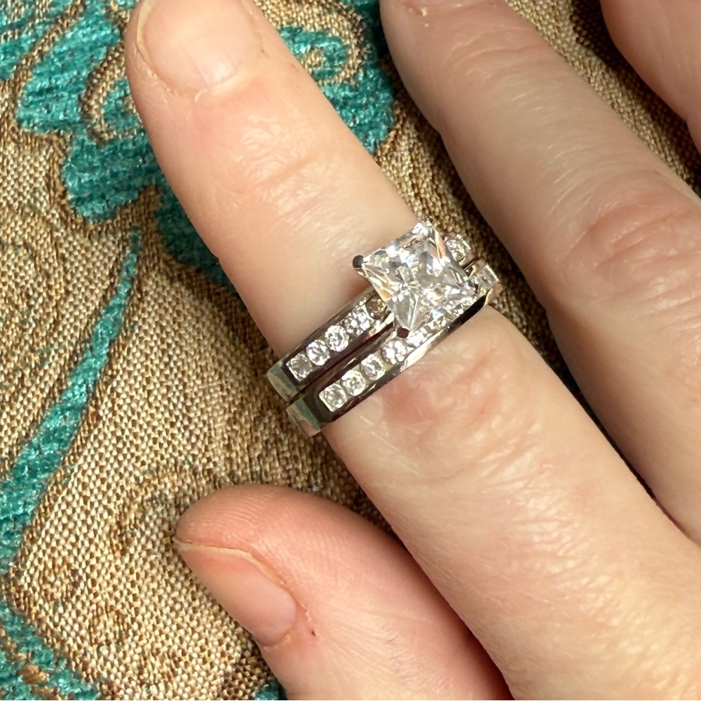 Tiffany Set Solitaire Princess Cut, Marquis, Round Engagement Sim. Diamond Ring - Picture 7 of 10